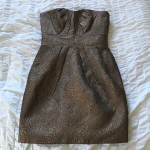 Strapless Metallic Bronze Mini Dress